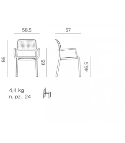 New NARDI Sedia Bora con braccioli|