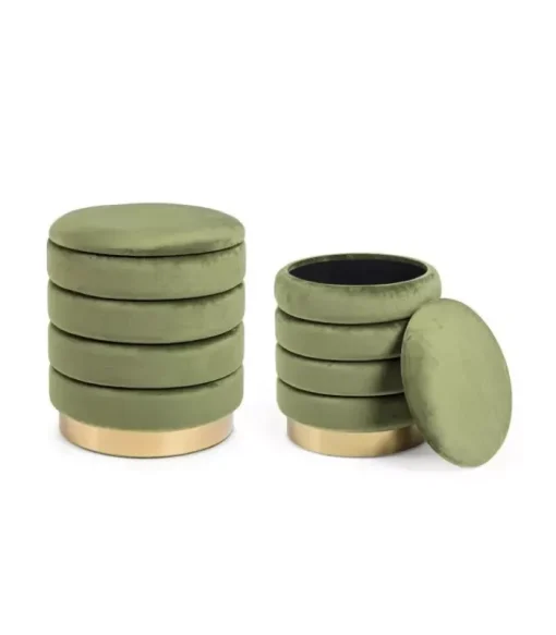 New CONTEMPORARY STYLE SET2 POUF CONTENITORE DARINA OLIVE